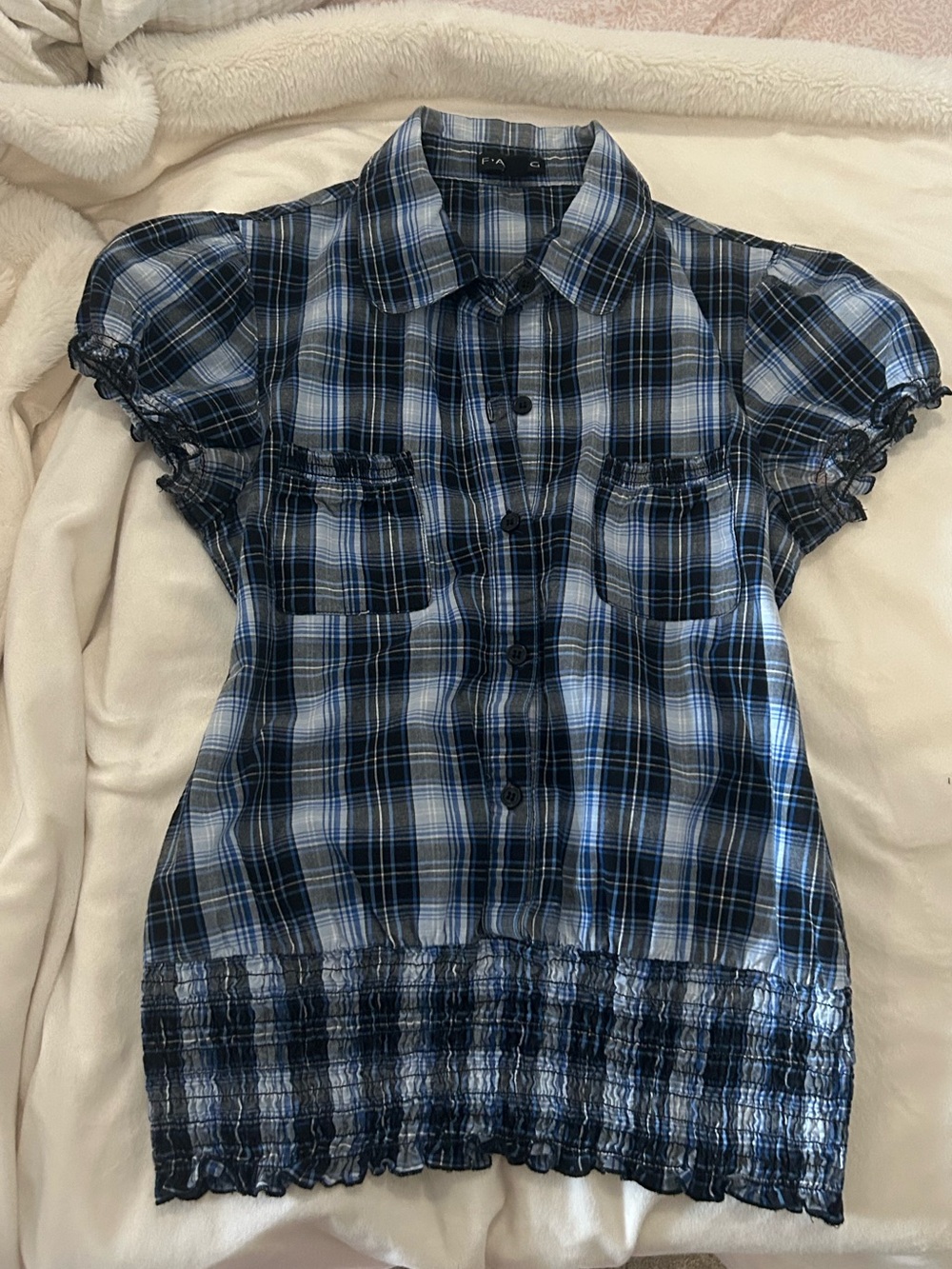 y2k plaid button up top!